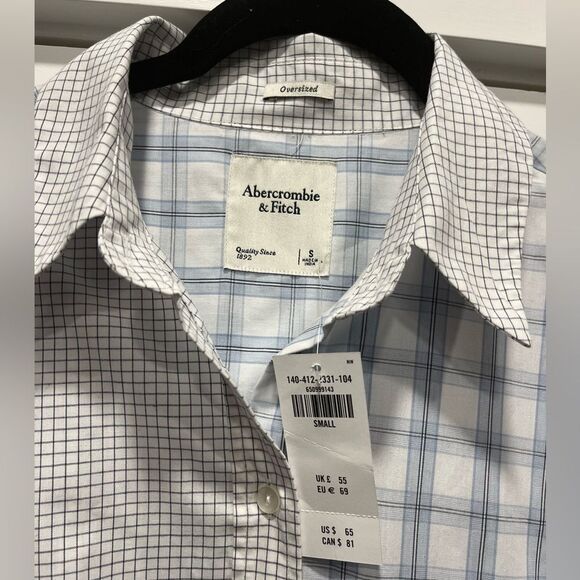 NWT Abercrombie and Fitch‎ women’s oversized button up mixed plaid size S - Picture 2 of 8